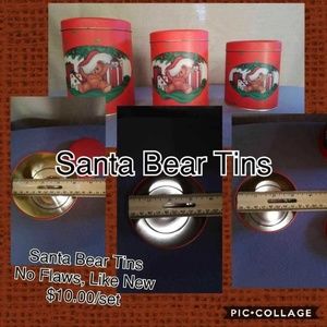 Adorable Santa Bear Tins